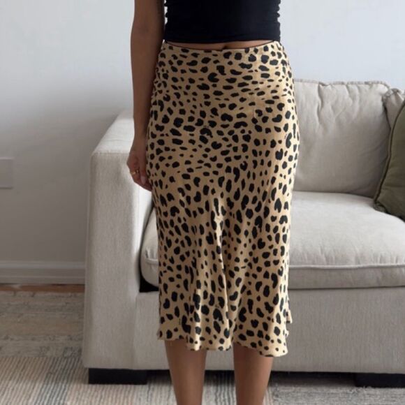 NWT Kourt midi Animal Print Tan and Black Skirt size xxs womens - Picture 2 of 16